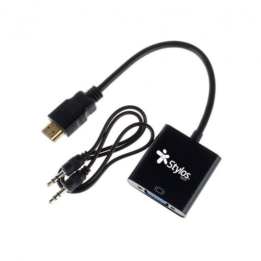 Stylos Adaptador Hdmi Macho - Vga Hembra, Negro