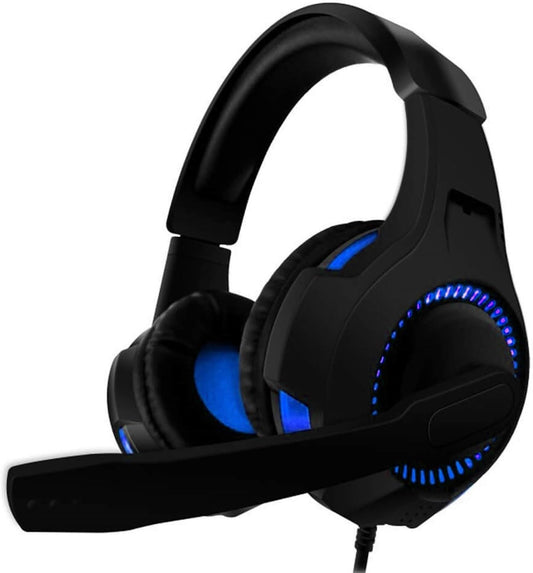 Audifonos Gamer Naceb (Na-0304A) Diadema Con Microfono 3.5Mm/Usb,Hi-Fi,Negro/Azul