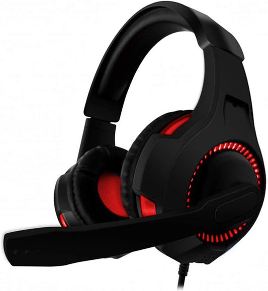 Audifonos Gamer Naceb (Na-0304R) Diadema Con Microfono,3.5Mm,Usb,Negro Rojo,Retroiluminado