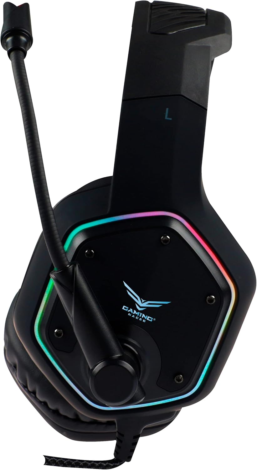 Audifonos Gamer Naceb (Na-0315) Naja,Diadema Con Microfono,Rgb,Usb,7.1,Negro,Retroiluminado