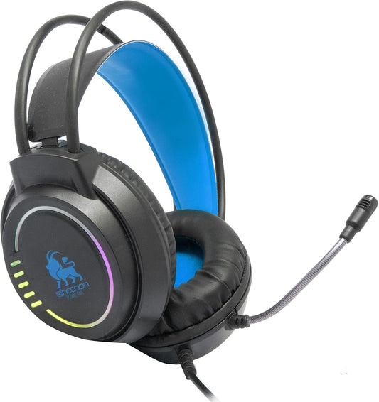 Audifonos Gamer Necnon (Nbhg-Kimera-Az)Control V,Rgb,Conector 3.5,Adaptador Doble 3.5,Azul