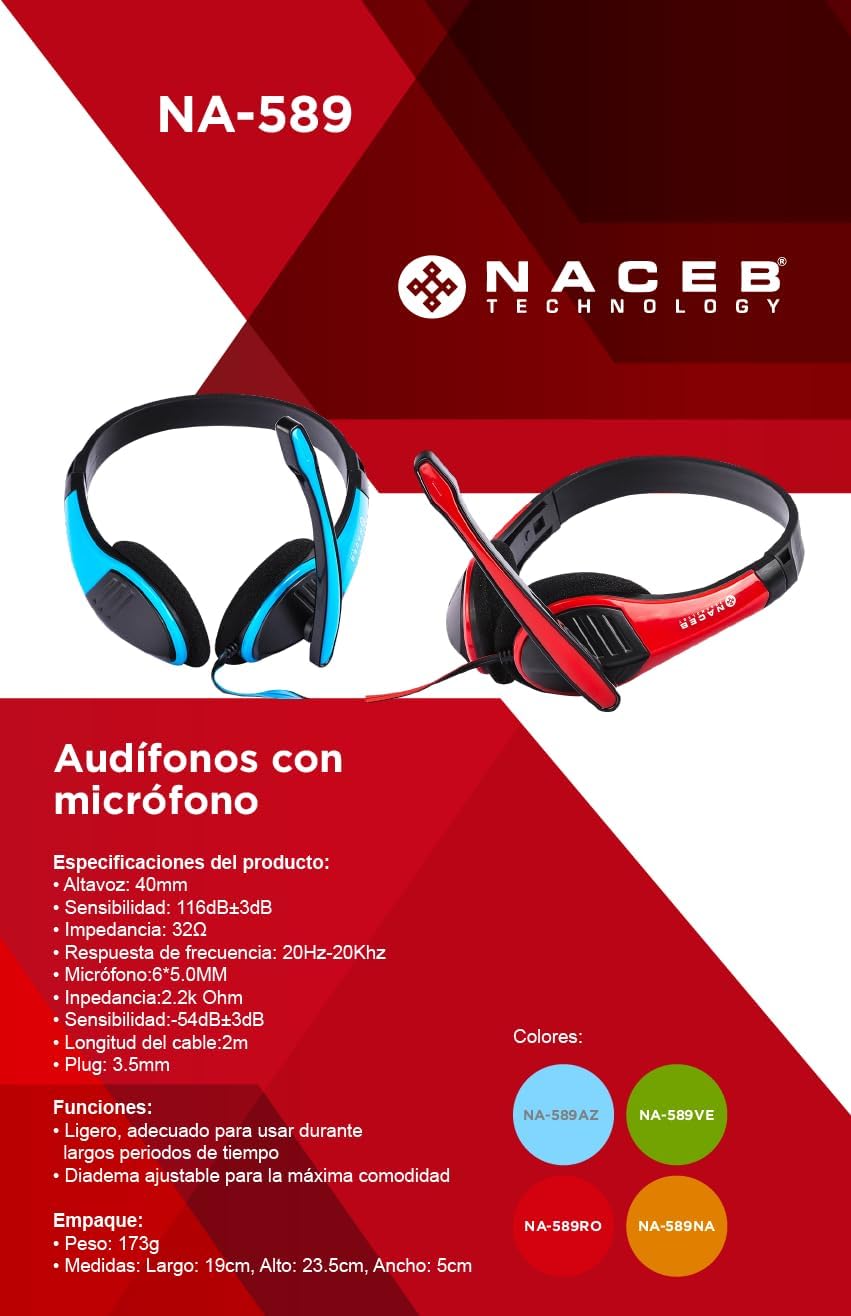 Audifonos Naceb (Na-589Ve) Diademamicrofono3.5Verde
