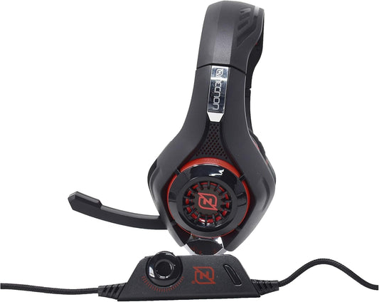 Audifonos Necnon (Nbhg-Viper-Rj) Gamer,Control Volumen,Led,Conector 3.5,Adaptador Doble 3.5,Rojo