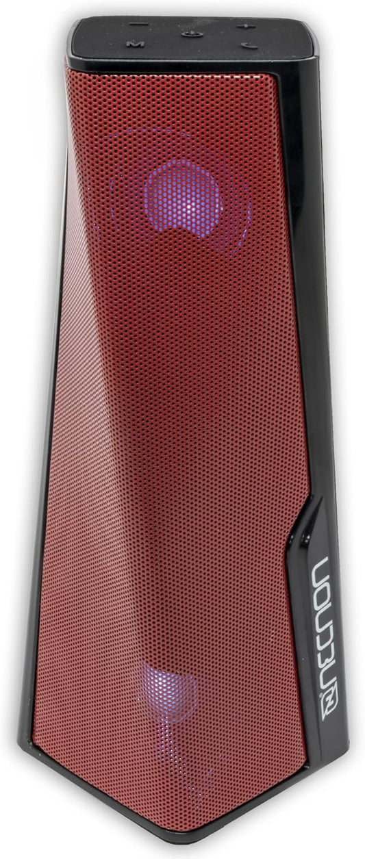 Bocina Inalambrica Necnon (Nb-02 Tws-Rj)Conex. Simultanea Bth,Aux 3.5,Slot Sd,Usb,Fm,1200Mah, Rojo