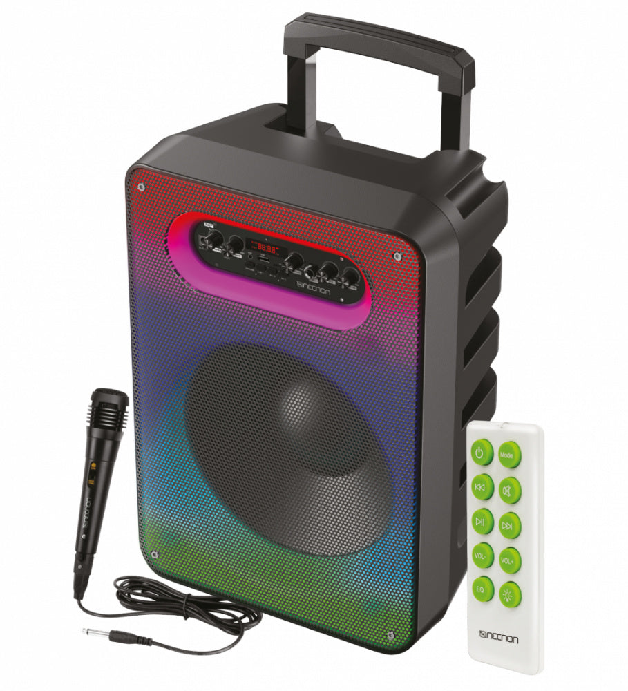 Bocina Inalambrica Necnon (Ncbb1201Fl) Bafle 12 Radio Fm Usb Aux 3.5Mm Luz Led 16500 Watts Display