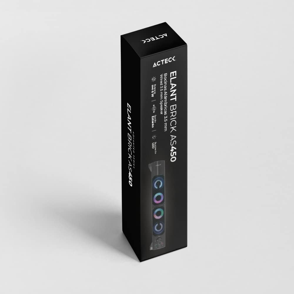 Bocinas Acteck (Ac-935258) Elant Brick As450,6W Rms,Aux 3.5,Alimentacion Usb,2.0 Canales,Negro