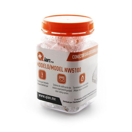 Bote Con 100 Pzas De Plug Rj45 Cat5E Qian Nw5100 50 Micras