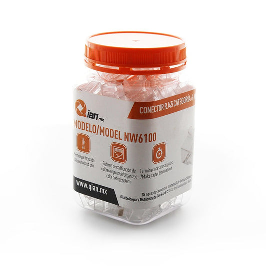 Bote Con 100P Zas De Plug/ Rj45/ Cat6/ Qian Nw6100/ 50 Unidades