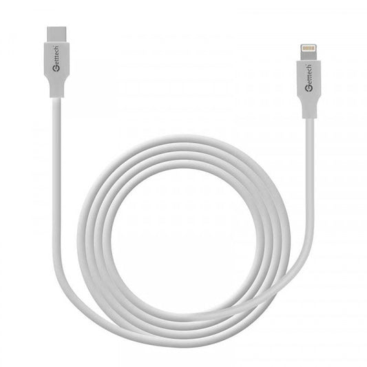 Cable Getttech (Gcl-Ltut-01) Usb Lightning - Usb C18Wats 3Amp Carga Rapida 1Mt Blanco