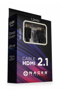 Cable Naceb (Na-0121) Hdmi-Hdmi,Macho-Macho,2.1,4K,8K,1.2 Mts.