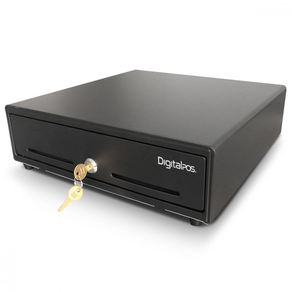 Cajon De Dinero Digitalpos (Dig-330) Riel Metalico,4 Billetes, 8 Monedas,4.5Kg, Negro