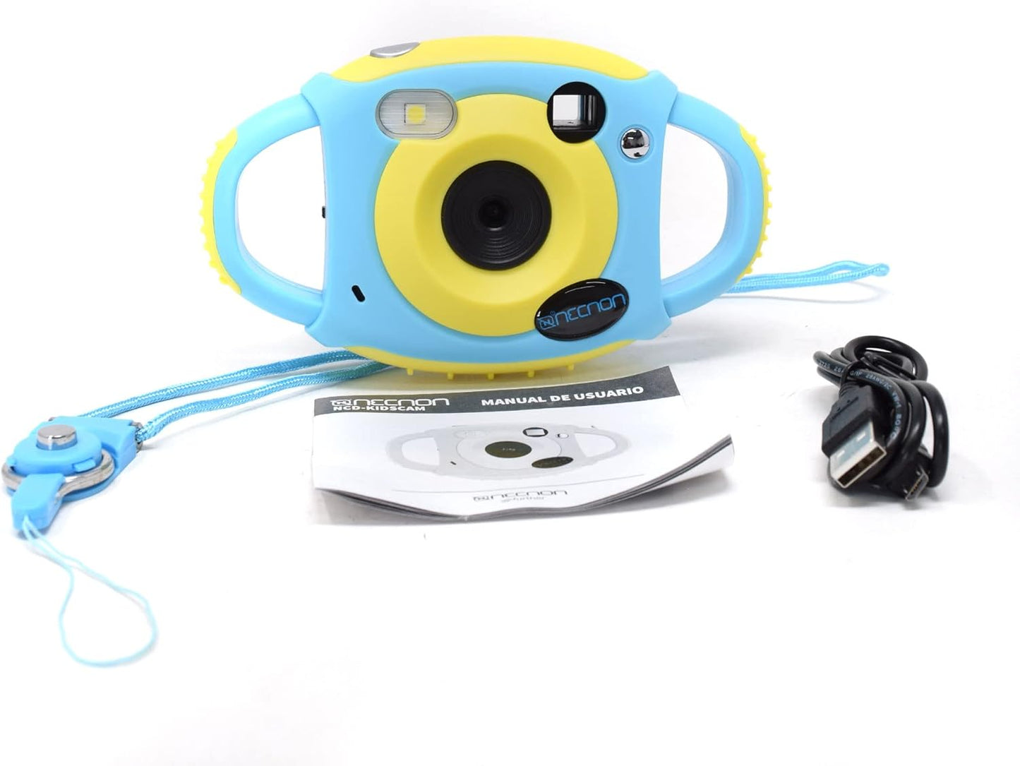 Camara Digital Infantil Necnon (Ncd-Kidscam-Az)8Mp,Resiste Impactos,Azul/Amarillo.