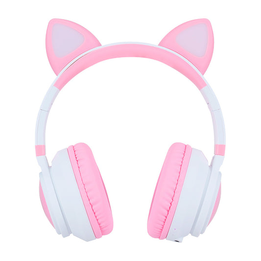 Diadema Vorago Bluetooth 3.5Mm Kitten Rgb 6Hrs Rosa/Blanco Hpb-300K