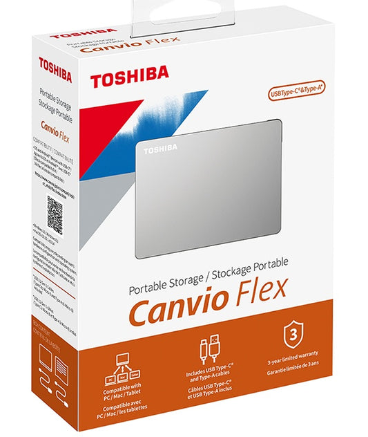 Disco Duro Externo Toshiba 4Tb Usb 3.0 Canvio Flex Plata (Hdtx140Xscca)
