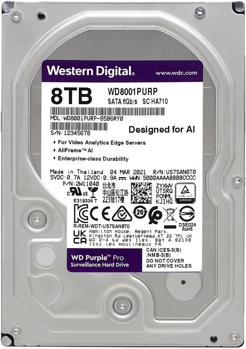 Disco Duro Wd 3.5" 8Tb (Wd8001Purp) Purple Pro, 7200 Rpm, 256Mb, Sata3