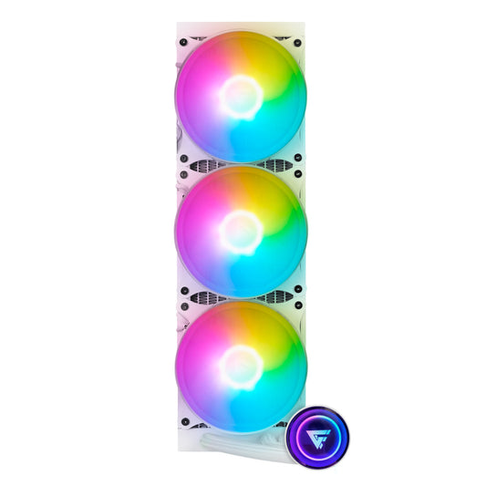 Enfriamiento Liquido Game Factor 360Mm, Rgb, 3X120Mm, Blanco Lqg700-Wh
