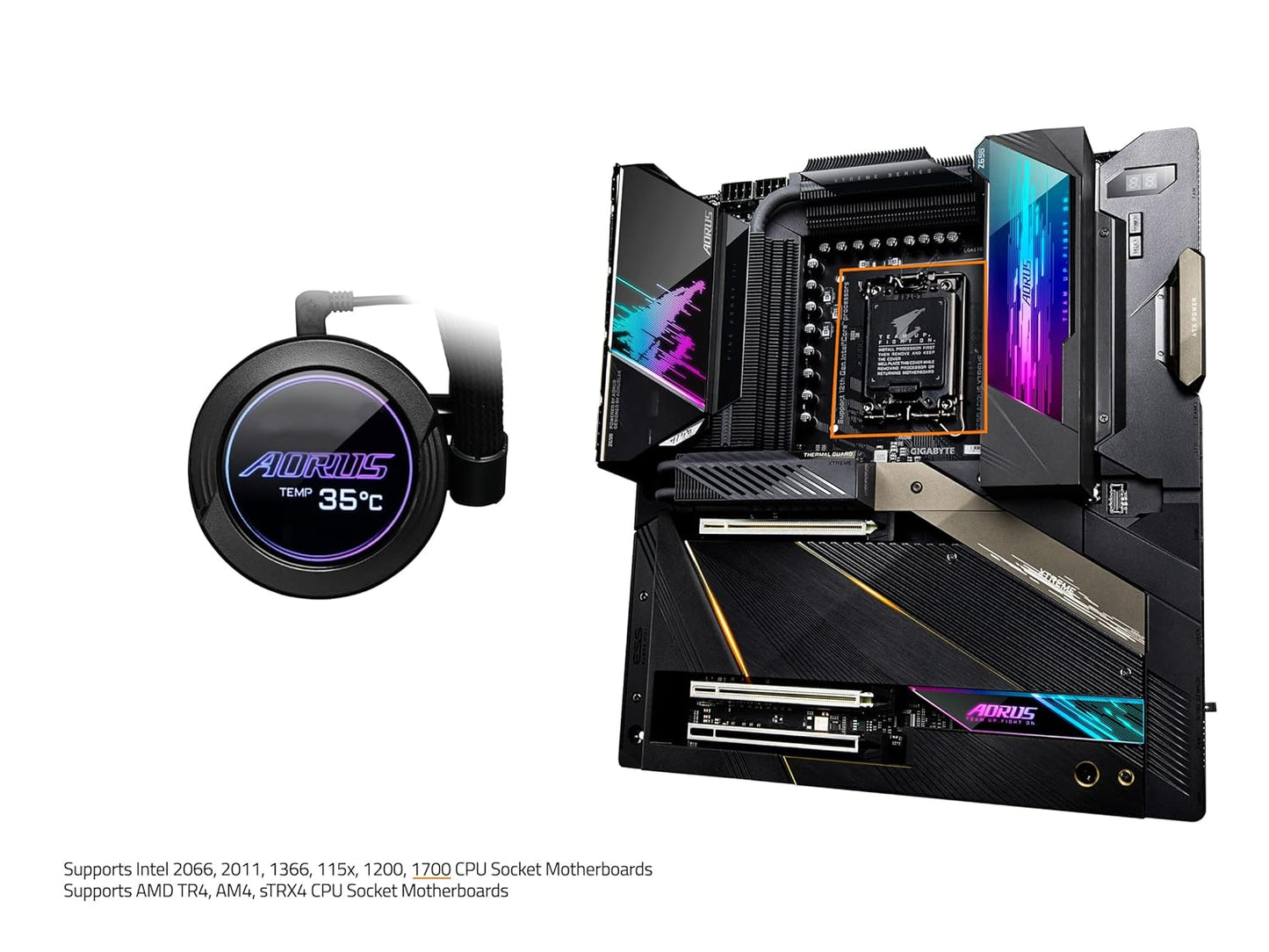 Ventilador P/Cpu Gigabyte(Gp-Aorus Waterforce X 240)2 Fan 120Mm, Rgb,Intel/ Amd,Enfriamiento Liquido