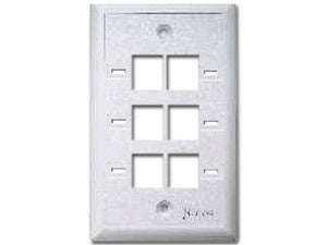 Faceplate (Tapa) Nitrotel 6 Puertos (Ntfp06Lwh)Blanca Voz Y Datos, Vacia