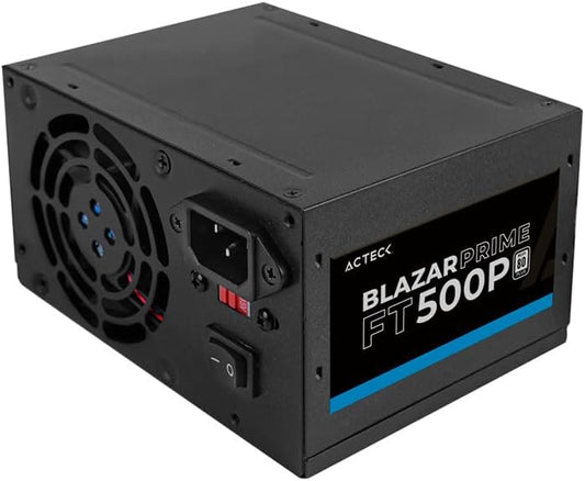 Fuente De Poder Acteck (Ac-938143) Ft500P,500W,24Pines,2 Sata,2 Molex,Vent 80Mm,Negro