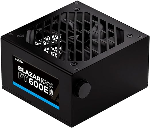 Fuente De Poder Acteck (Es-05003E) Ft-600E,600W,24 Pines,2 Sata,2 Molex,1 Pcie 6+2,Vent 120Mm,Negro
