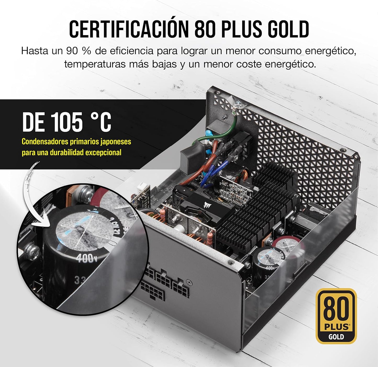 Fuente De Poder Corsair (Cp-9020200-Na) Rm850X,850W,Full Modular,80 Plus Gold,Negro