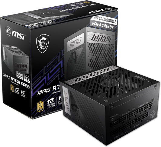 Fuente De Poder Msi (Mpg A750G Pcie5) 750W, Pci 5, Full Modular, 80 Plus Gold, Pfc Activo, Atx 3.0