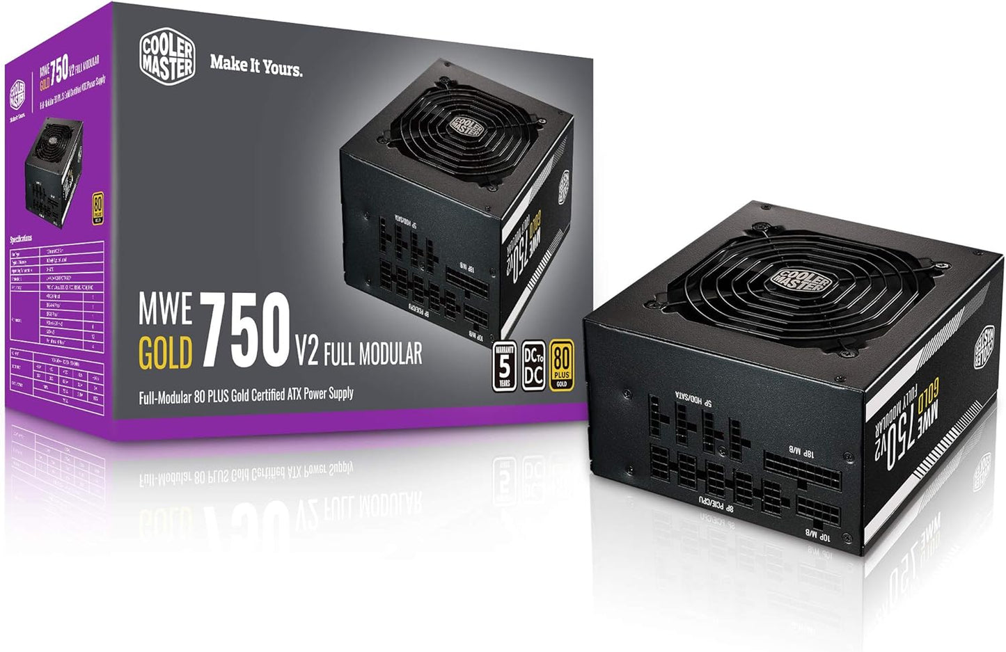 Fuente De Poder Cooler Master (Mpe-7501-Afaag-U2)Mpe 750W,80 Plus Oro,2*Eps, Modular
