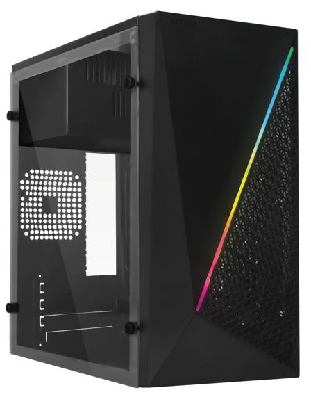 Gabinete Acteck (Ac-933070) Kioto Gc460,Micro Atx,Fuente 500W,2*Usb 2.0,1*Usb 3.0,Rgb,Panel Acrilic
