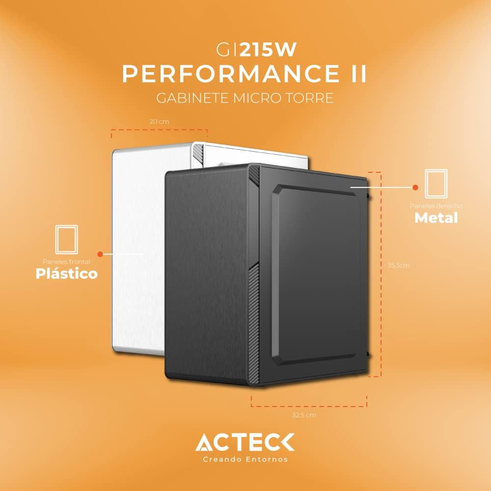 Gabinete Acteck (Ac-935852) Performance Ii Gi215W,Micro Atx,Fuente 500W,2*Usb 2.0,Acrilico,Blanco