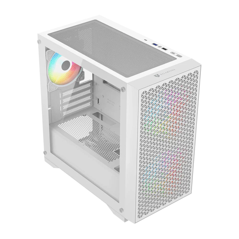 Gabinete Balam Rush (Br-938860) Carbono Aircool 4000Amicro Atx1*Usb 3.0Panel Mesh3 Fanblanco
