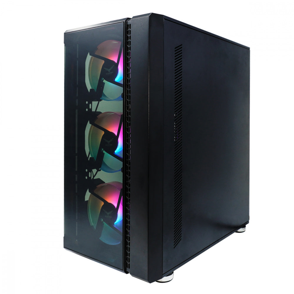 Gabinete Evotec (Ev-1021) Tokio Crist Temp,Atx,M-Atx,Mini Atx,2*Usb 2.0,Usb 3.0,Ssd 2.5,3*Fan Rgb,Ne
