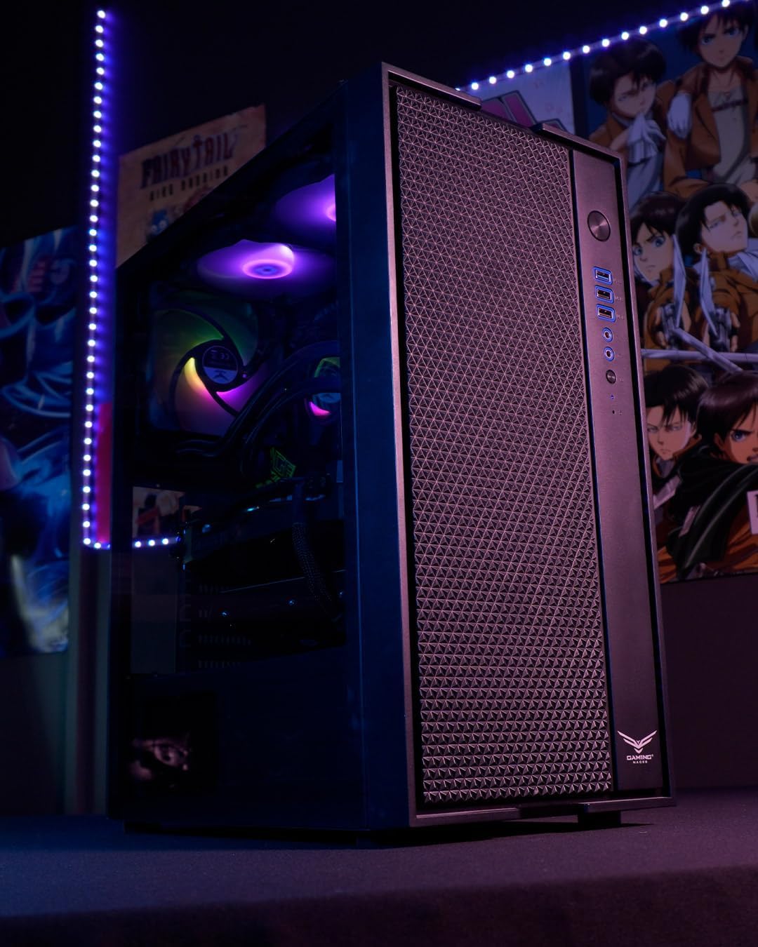 Gabinete Naceb (Na-0611) Cypher Cristal 3 Ventiladores Rgb 1*Usb 3.0 2*Usb 2.0 Sin Fuente.