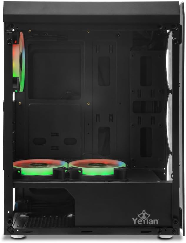 Gabinete Yeyian (Ych-Mta7-01Bk) Krypton,Micro Atx,3*Fan 120Mm,Argb,Cristal Templado,Sin Fuente,Negro