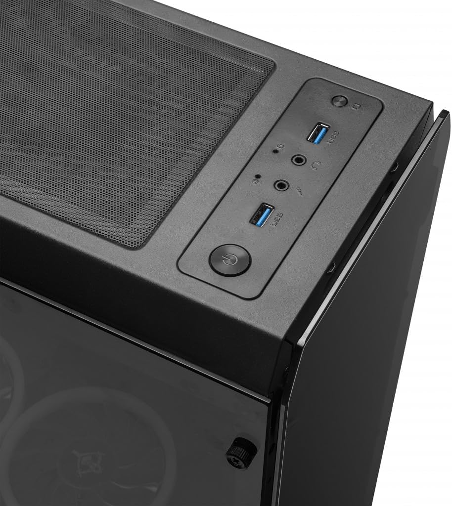 Gabinete Yeyian (Ych-Mta7-01Bk) Krypton,Micro Atx,3*Fan 120Mm,Argb,Cristal Templado,Sin Fuente,Negro
