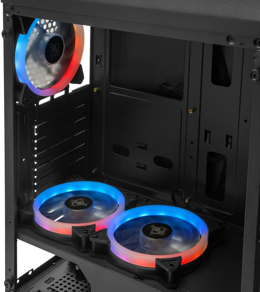 Gabinete Yeyian (Ych-Mta7-01Bk) Krypton,Micro Atx,3*Fan 120Mm,Argb,Cristal Templado,Sin Fuente,Negro