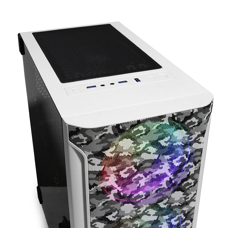 Gabinete Yeyian (Ygh-49704) Hollow,Micro Atx,3*Fan Rgb 120Mm,Cristal Templado,Sin Fuente,Blanco