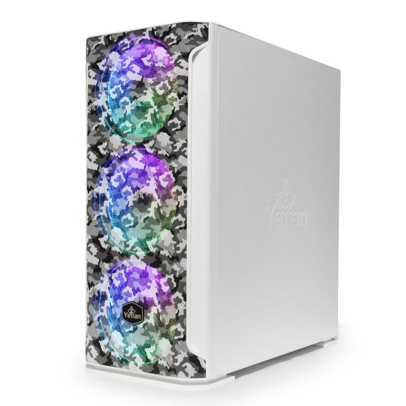 Gabinete Yeyian (Ygh-49704) Hollow,Micro Atx,3*Fan Rgb 120Mm,Cristal Templado,Sin Fuente,Blanco