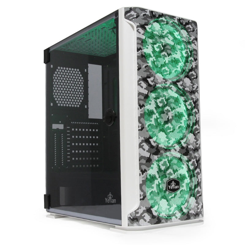 Gabinete Yeyian (Ygh-49704) Hollow,Micro Atx,3*Fan Rgb 120Mm,Cristal Templado,Sin Fuente,Blanco