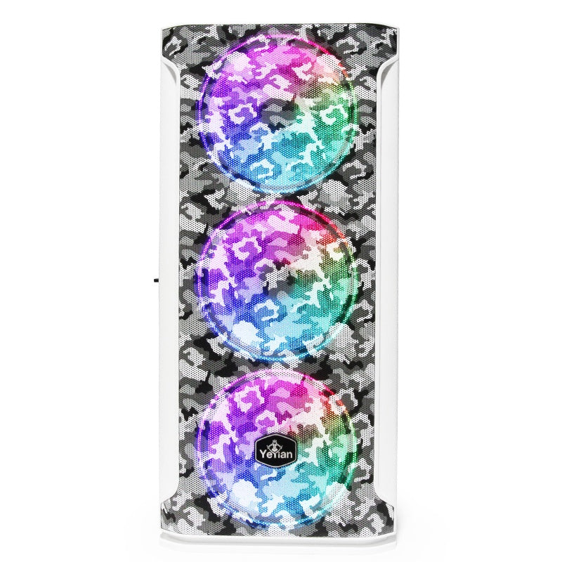 Gabinete Yeyian (Ygh-49704) Hollow,Micro Atx,3*Fan Rgb 120Mm,Cristal Templado,Sin Fuente,Blanco
