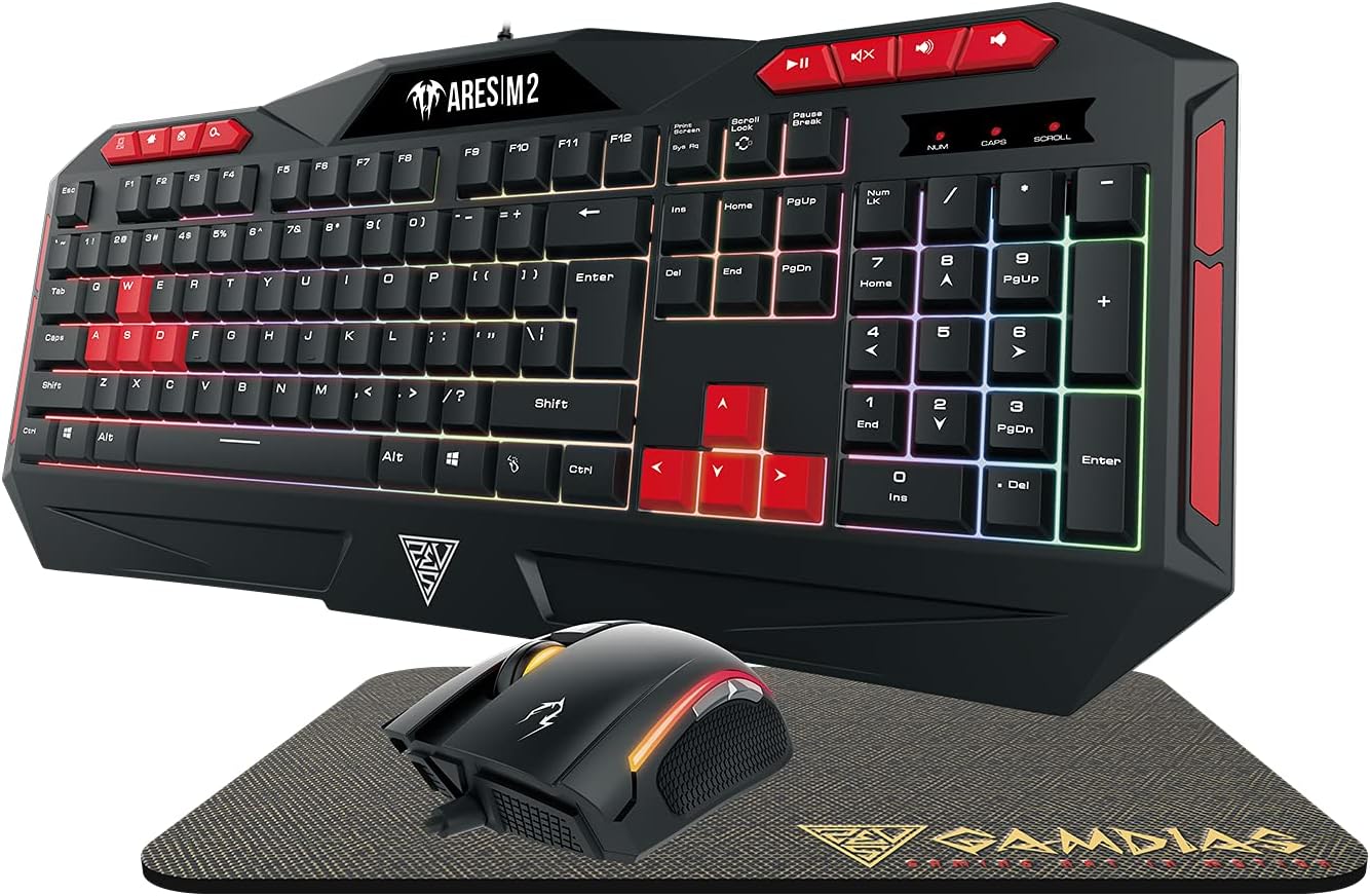 Kit Teclado Y Mouse Gamdias (Gd-Poseidon M2) Rgb,Teclado, Mouse, Mouse Pad, Audifonos, 4-In-1 Combo
