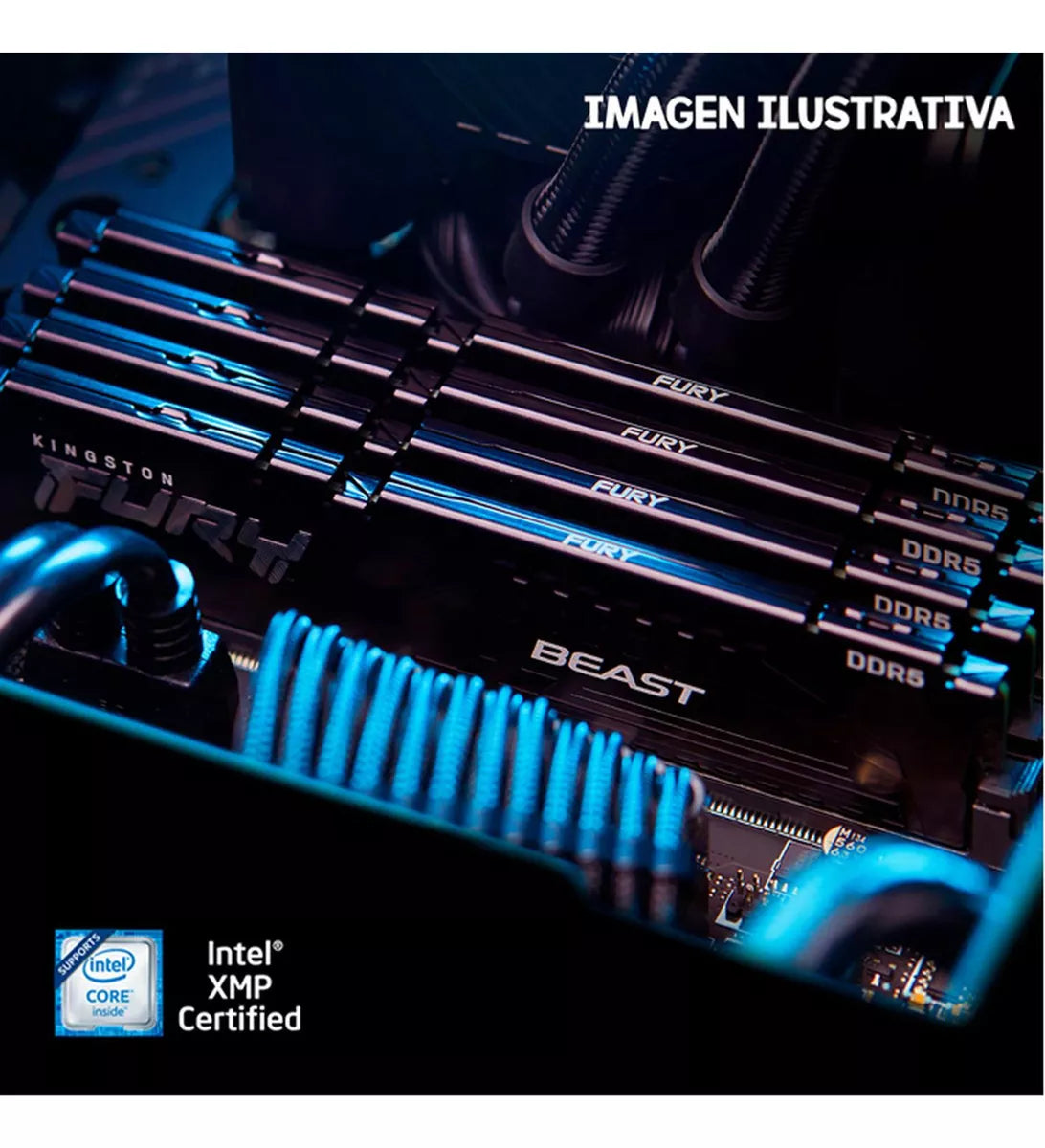 Memoria Dimm Ddr5 Kingston (Kf552C40Bb-16) (1X16Gb) 5200Mhz, Fury Beast Black, Cl40