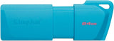 Memoria Usb Kingston (Kc-U2L64-7Lb) 64Gb Data Traveler Exodia M, Plastica, Azul Turquesa Usb 3.2