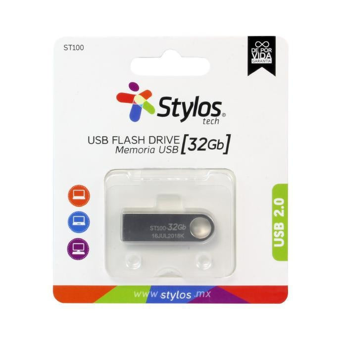 Memoria Usb Stylos (Stmusb3B) 32Gb St100 Usb 2.0 Metalica Plata