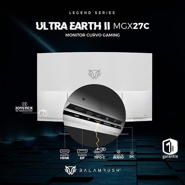 Monitor 27" Balam Rush (Br-938280) Ultra Earth Iimgx27C,1920*1080,165Hz,1Ms,Hdmi,Dp,Curvo,Blanco