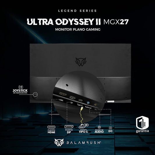 Monitor 27" Balam Rush (Br-938297) Ultra Odissey Ii Mgx27,1920*1080,165Hz,1Ms,Hdmi,Dp,Plano,Negro