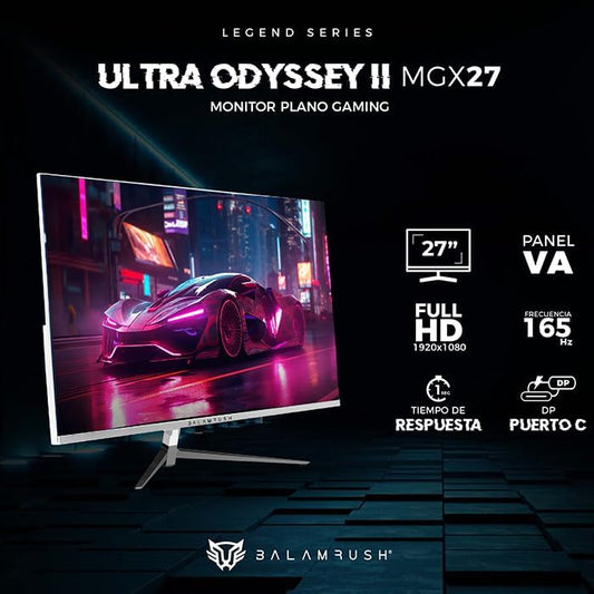Monitor 27" Balam Rush (Br-938303) Ultra Odissey Ii Mgx27,1920*1080,165Hz,1Ms,Hdmi,Dp,Plano,Blanco