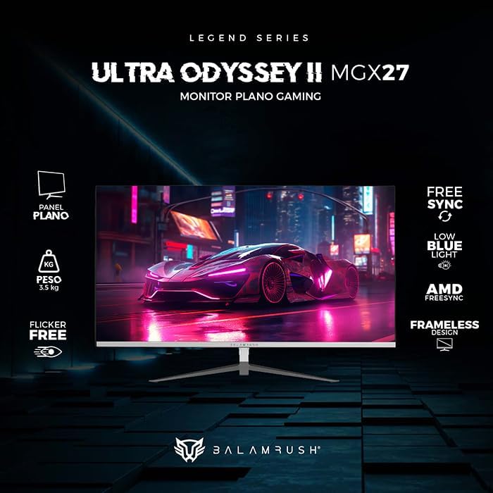 Monitor 27" Balam Rush (Br-938303) Ultra Odissey Ii Mgx27,1920*1080,165Hz,1Ms,Hdmi,Dp,Plano,Blanco