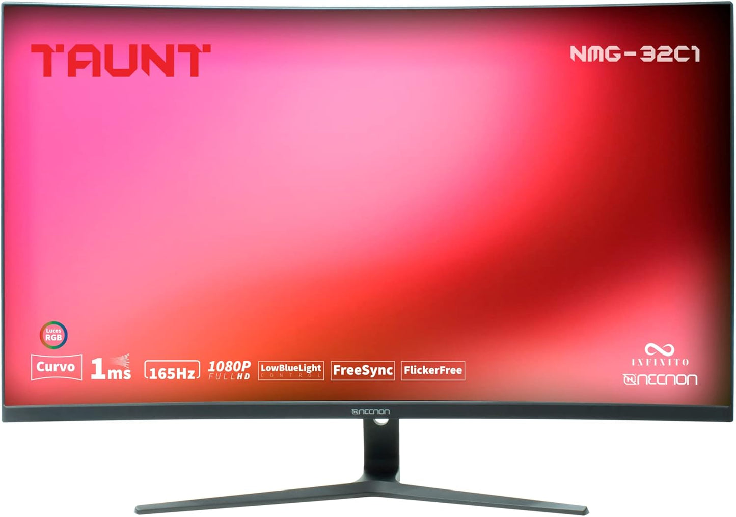 Monitor Gaming Led 31.5" Necnon (Nmg-32C1-Ng) 1920X1080, Curvo, 165Hz, 1Ms, Rgb, Hdmi, Vga,Dp, Negro