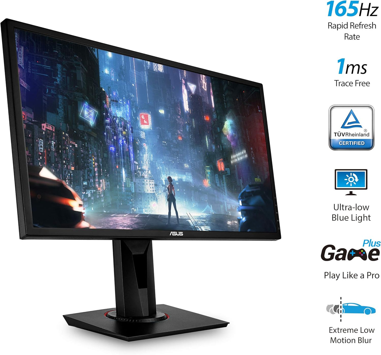 Monitor Led Asus 24" (Vg248Qg) 1080X1920 165Hz,Tn,1Ms,Hdmi,Dp,Dvi-D,G-Sync,Gameplus,Gris