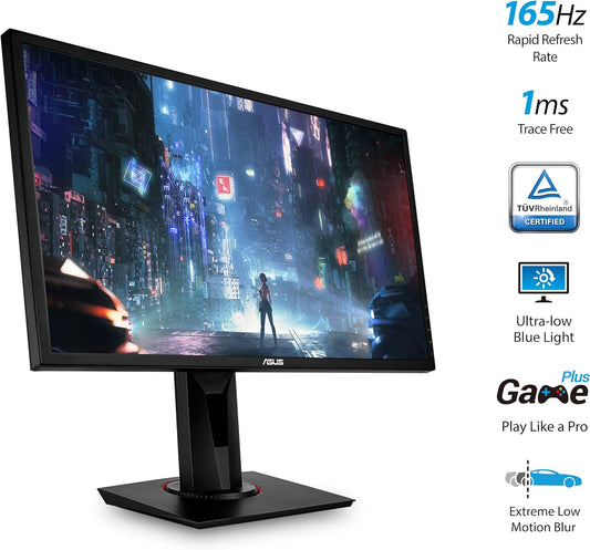 Monitor Led Asus 24" (Vg248Qg) 1080X1920 165Hz,Tn,1Ms,Hdmi,Dp,Dvi-D,G-Sync,Gameplus,Gris